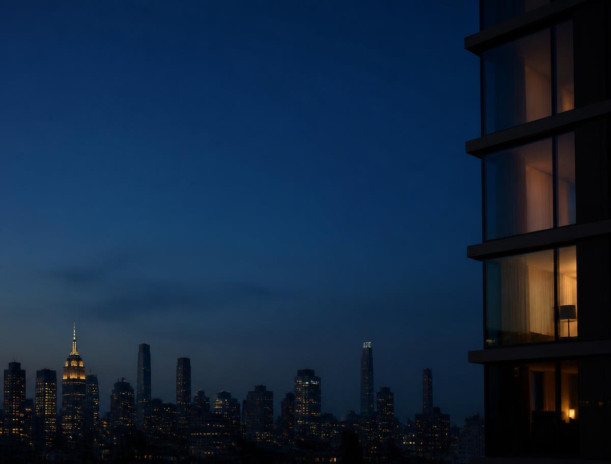 Horizonte urbano ao anoitecer